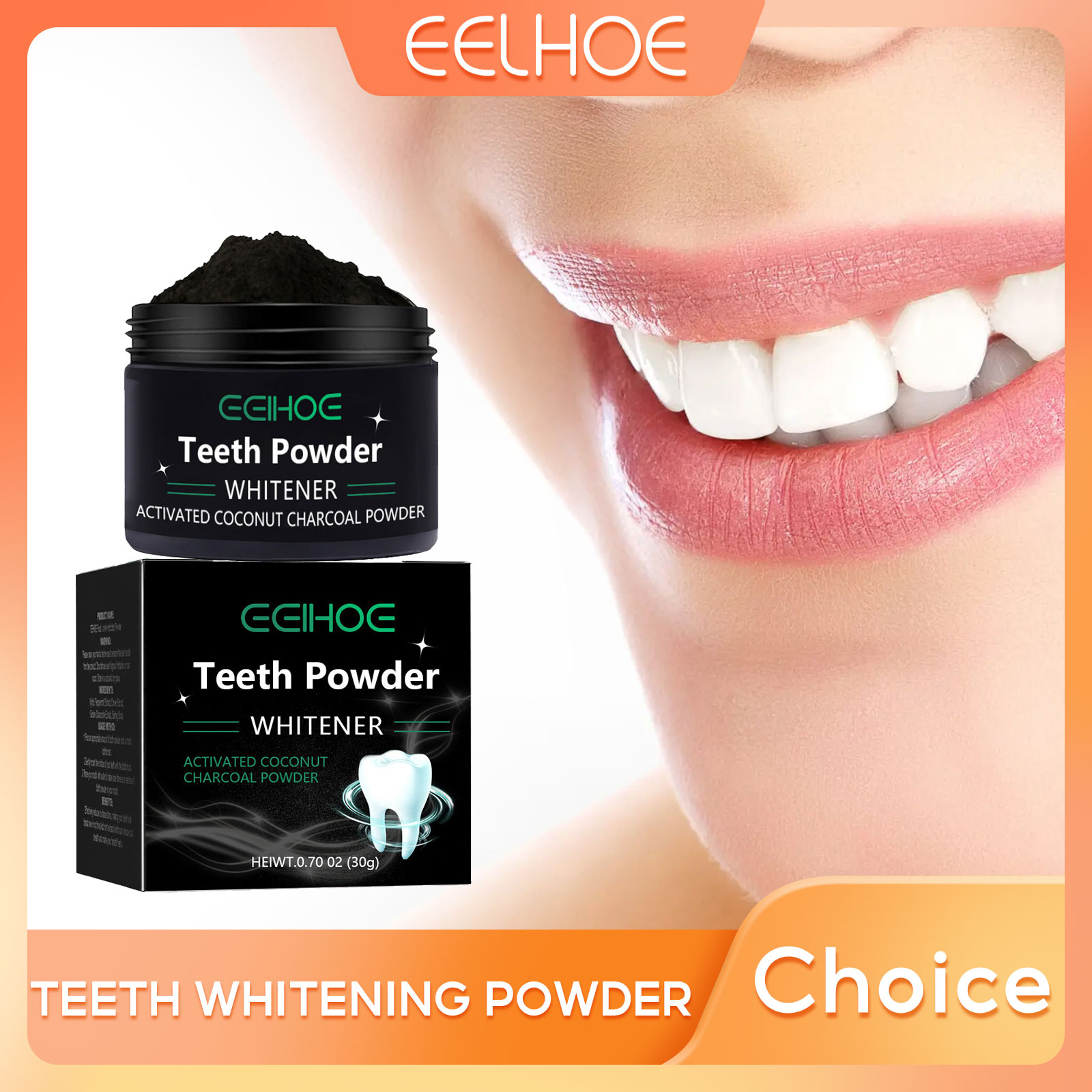 Teeth Whitening Charcoal Powder - 치아 미백 제품을위한 EELHOE 숯 분말