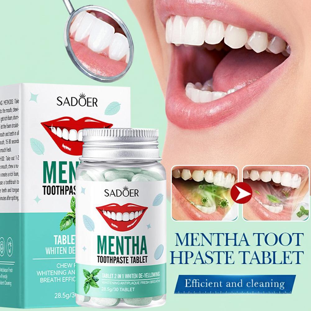 Whitening Mouthwash - 30개입 고체 치약 타블렛 치아 미백