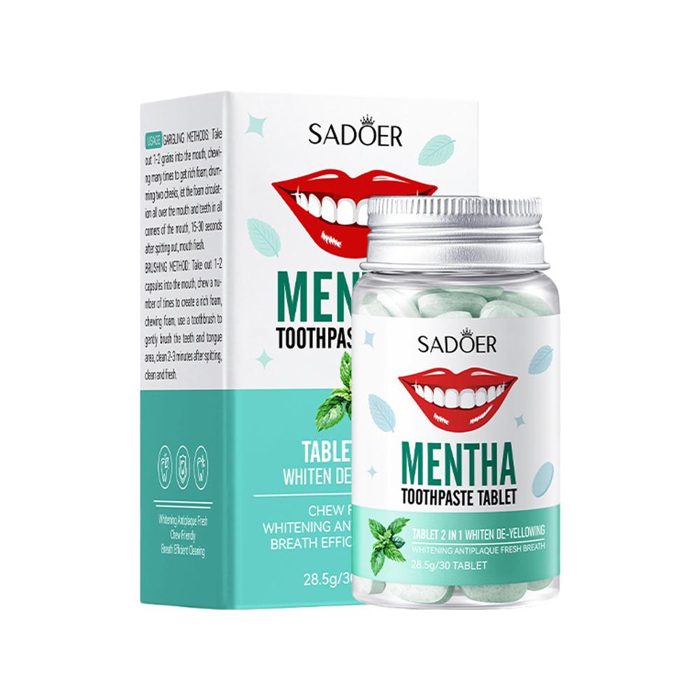 Teeth Whitening Q&M - 민트 솔리드 치약 정제 민트 맛