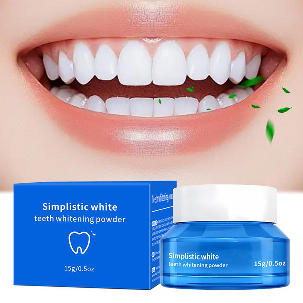 심플한 화이트닝 치아 미백 파우더 얼룩 제거 치아 파우 - Teeth Whitening Q&M 리뷰 및 가격