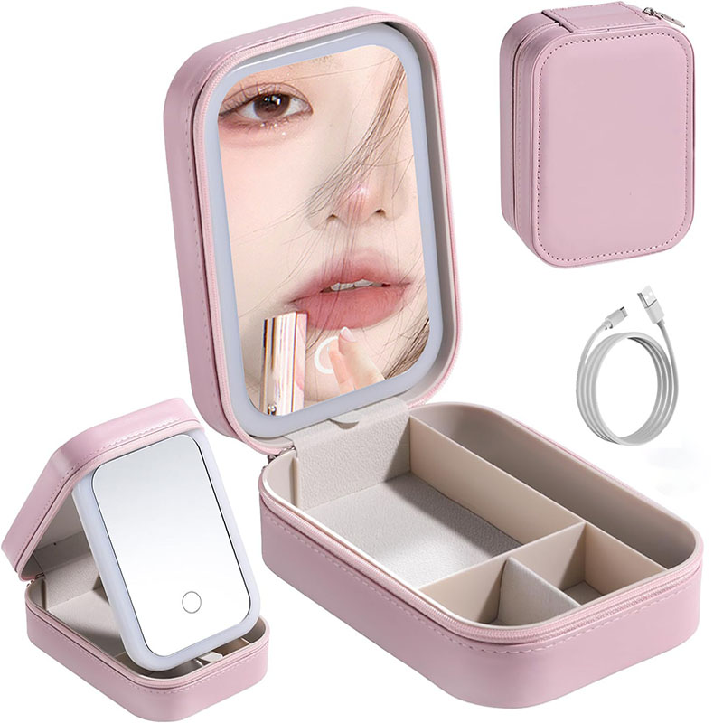 여성을위한 거울과 LED 메이크업 가방 휴대용 화장품  - Led Mouth Tray 리뷰 및 가격