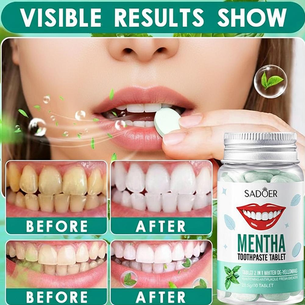 30개입 고체 치약 타블렛 치아 미백 츄어블 구강청결제 - Whitening Mouthwash 리뷰 및 가격
