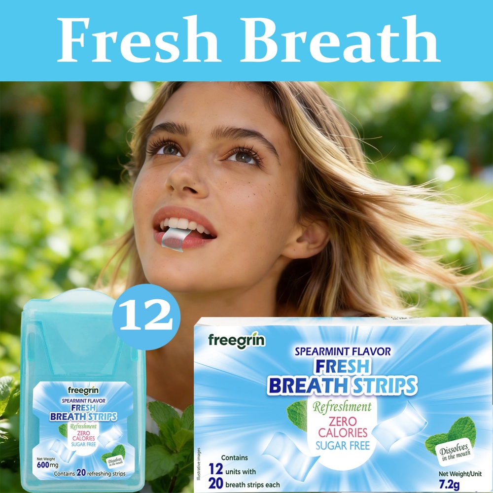 프리그린 스피어민트 향 구취제거 스트립 휴대용 스트립  - Teeth Whitening Retainer 리뷰 및 가격