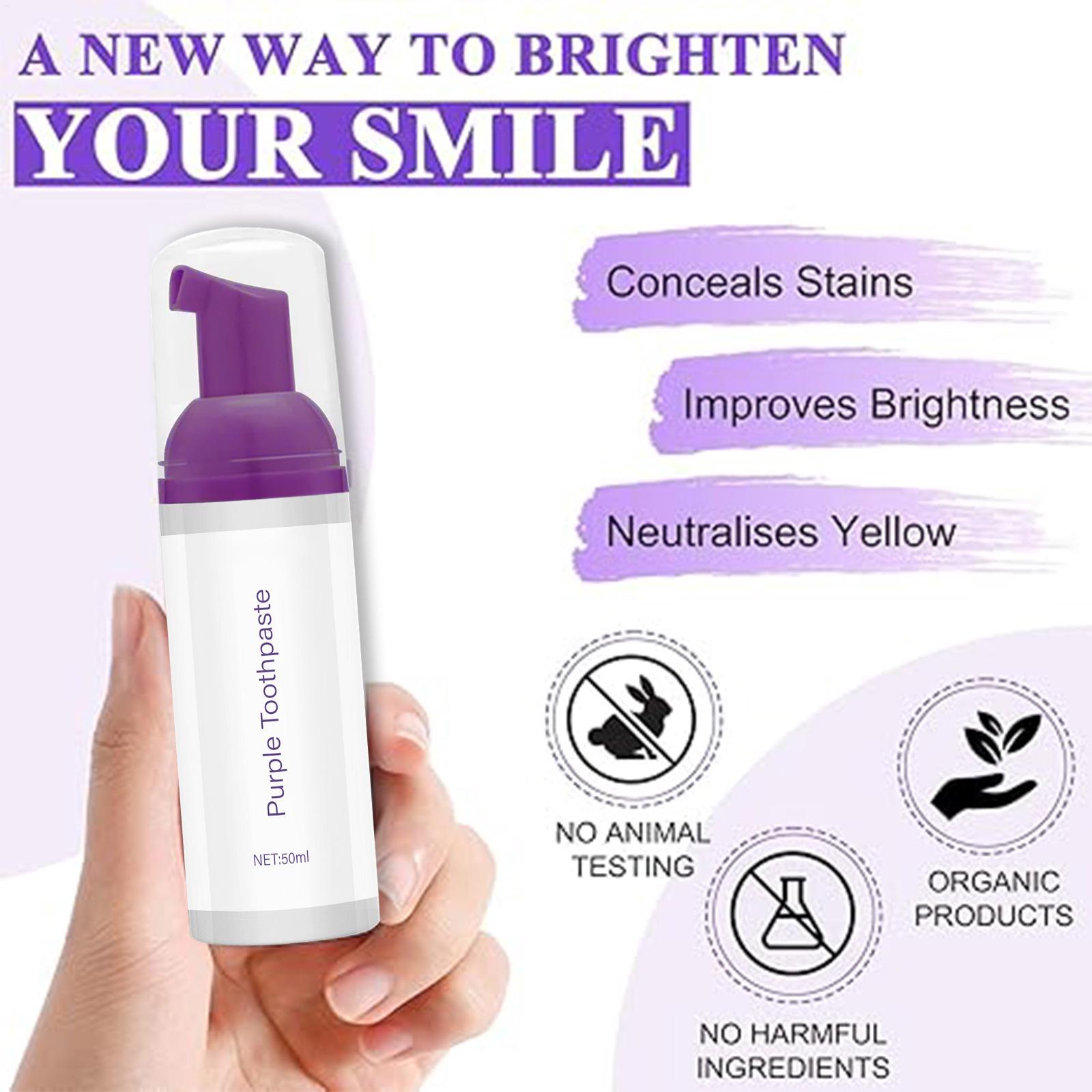 50ml 퍼플 화이트닝 치약 퍼플 폼 치약 브라이트닝  - Teeth Whitening Foam Toothpaste 리뷰 및 가격