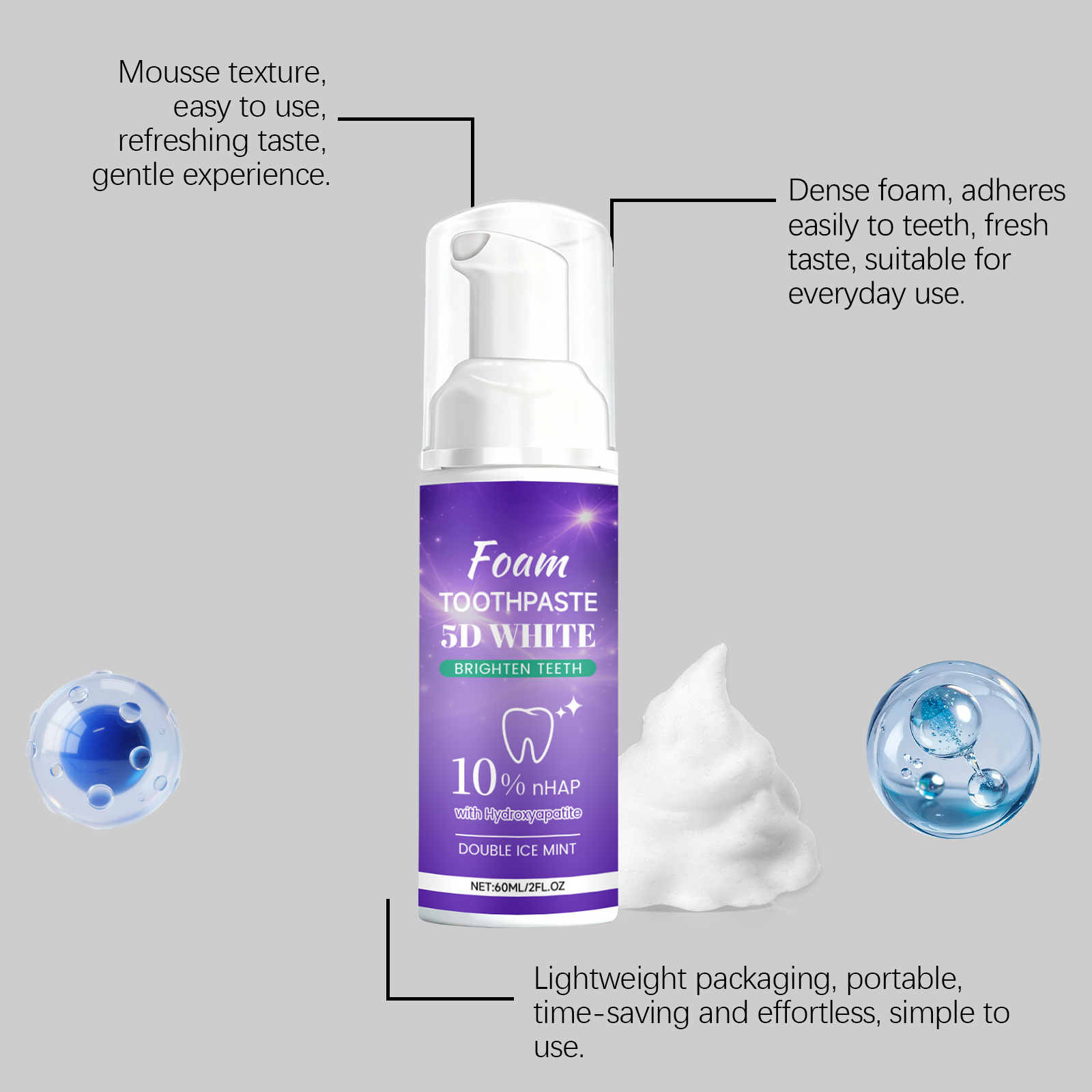 5D 화이트 폼 치약 스틱 치아 미백 구강 위생 청소  - Teeth Whitening Foam Toothpaste 리뷰 및 가격