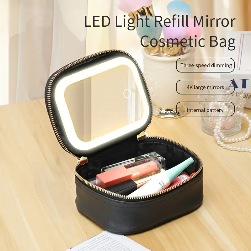 LED 거울이 있는 휴대용 화장품 도구 보관 가방 3가 - Led Mouth Tray 리뷰 및 가격