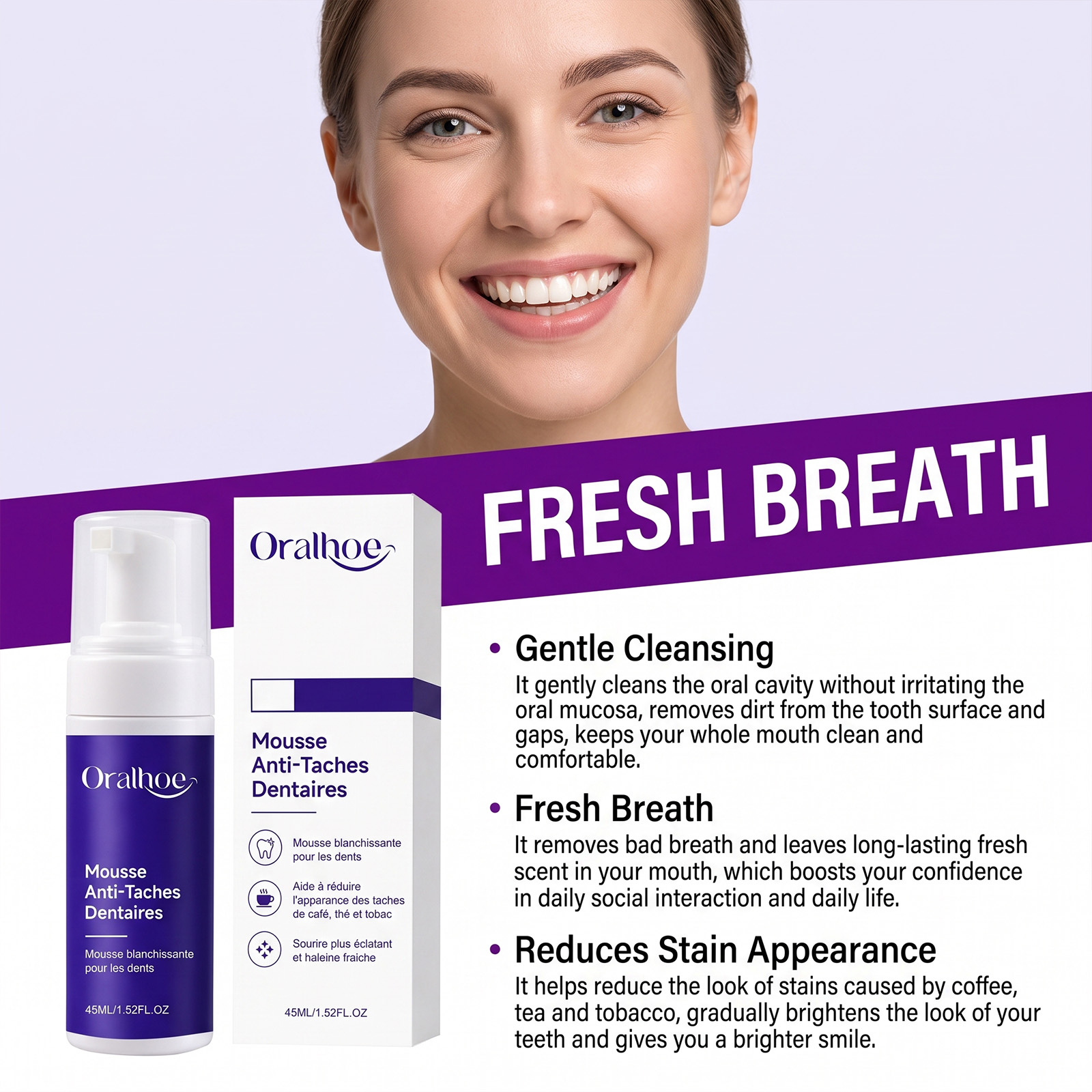 퍼플 치약 무스 폼 순한 미백 효과 상쾌한 숨결 깨끗한 - Teeth Whitening Foam Toothpaste 리뷰 및 가격